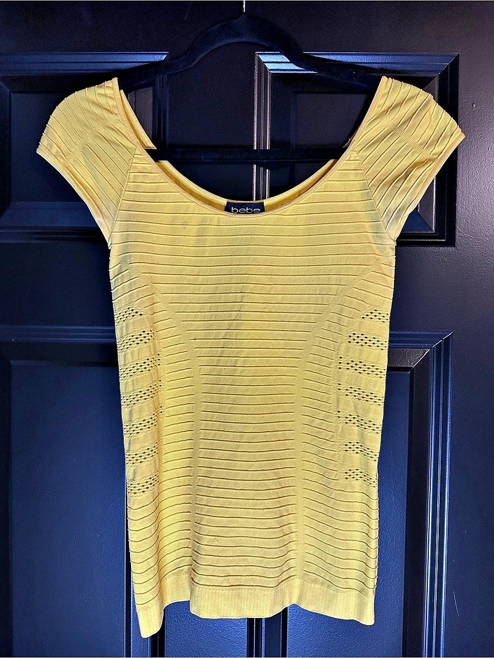 Bebe Yellow Ribbed Tank Top Small